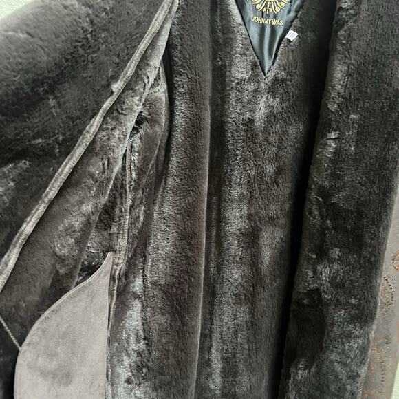Johnny Was NWOT Lasei Faux Suede Fur Print Coat Brown Vegan XXL 2XL Boho Holiday - Picture 5 of 8